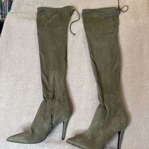ALDO Asteille Over the Knee High Heel Boots Brown Suede Sexy Size Zipper Woman 9